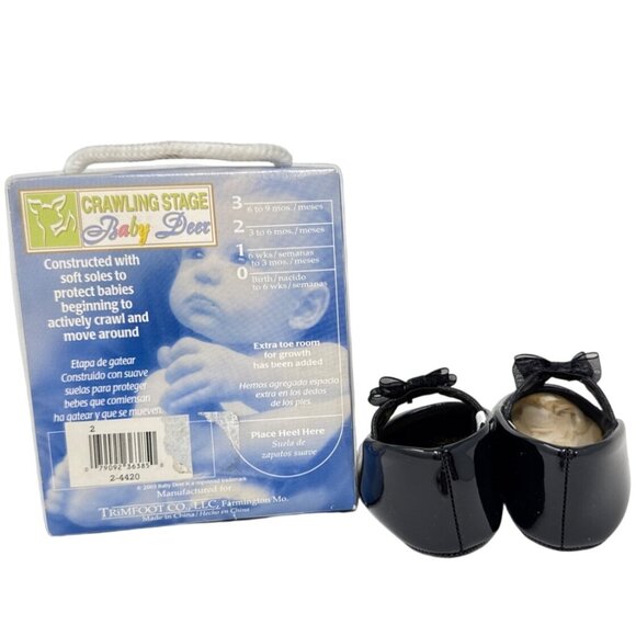 Baby Deer Crawling Stage Black satin with Bow on Top Size 2 - Picture 3 of 6